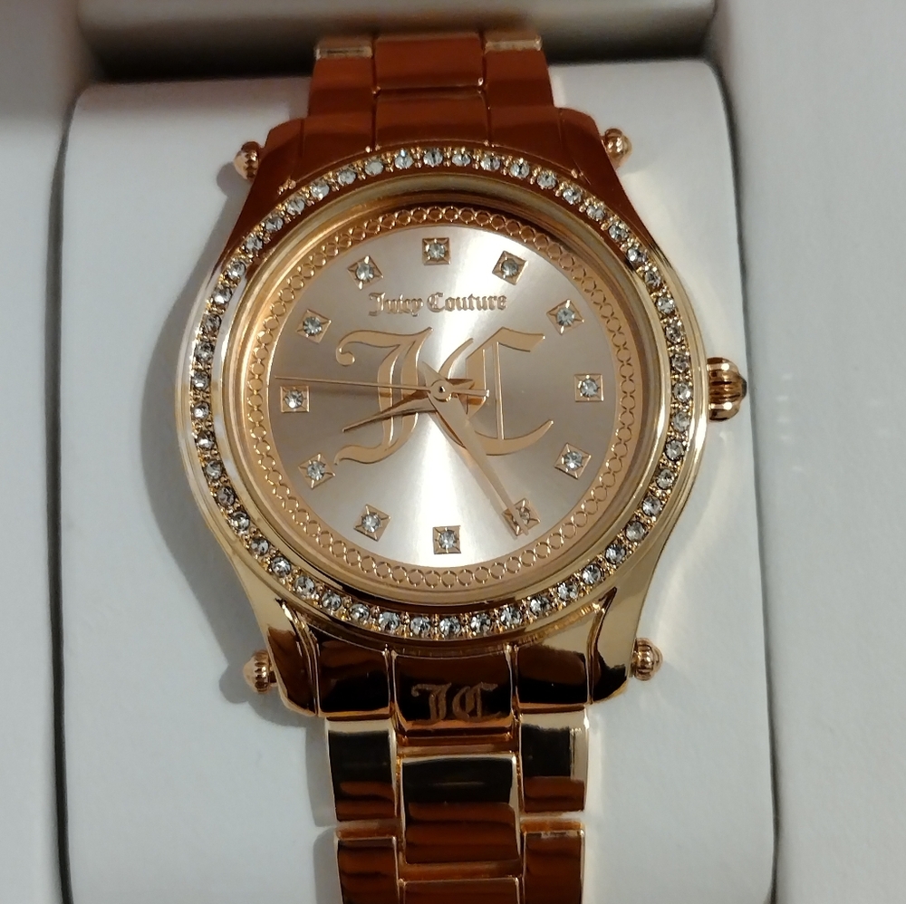 JUICY COUTURE TWO ROSE GOLD  WATCH JUICY COUTURE WATCH RHINESTONES WATCH NEW - Picture 7 of 7